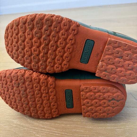 Bean Boots L.L. Bean Green/brown Waterproof Duck Shoes Women Sz 9 - Picture 7 of 8